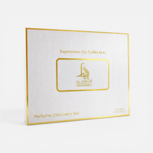 Al Absar Divine perfume discovery set packaging on a white background