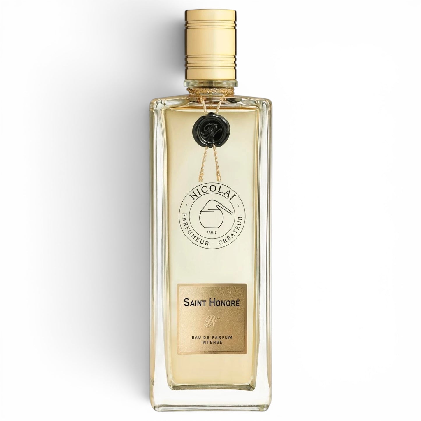 Perfume bottle labeled 'Saint Honore' by 'Nicolaï' on a white background