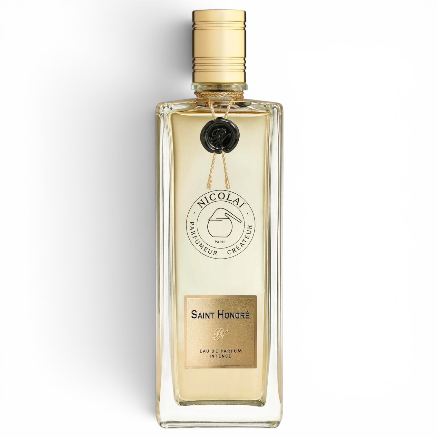 Perfume bottle labeled 'Saint Honore' by 'Nicolaï' on a white background
