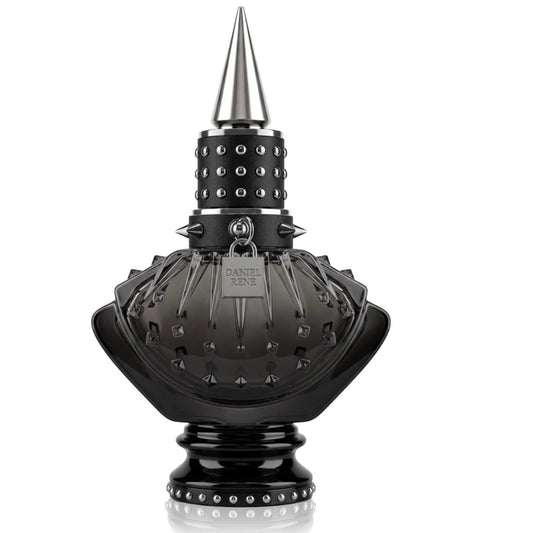 Black spiked bottle on a white background