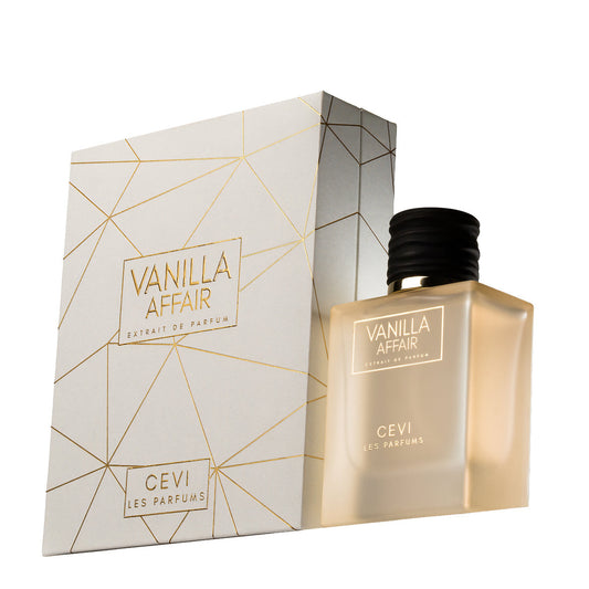 Vanilla Affair perfume bottle and packaging on a white background