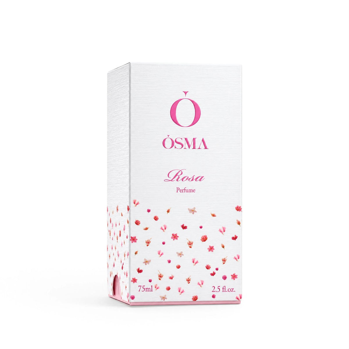 Osma Rosa Perfume 75ml white box with pink branding and small rose illustrations